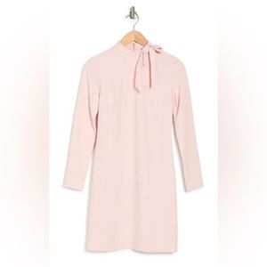 NWT Calvin Klein Long Sleeve Tie Neck Shift Dress in Blossom, Size 16, MSRP $134